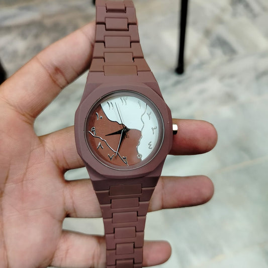 Brown And White Aura Watch Elegant Stylish Design