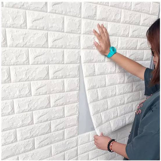 (1piece )3d Wall Stickers Faux Brick White Brick | Bedroom