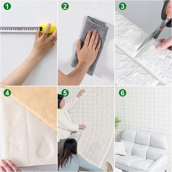 (1piece )3d Wall Stickers Faux Brick White Brick | Bedroom