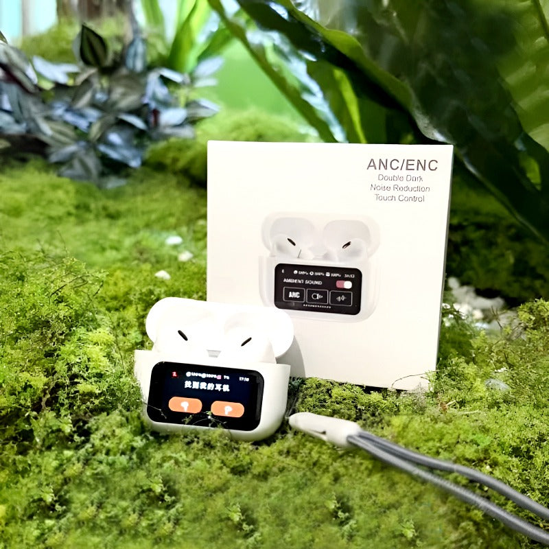 A9 Pro 2 Wireless Earbuds – Bluetooth with ANC+ENC, 4 Pcs Ear Tips, White