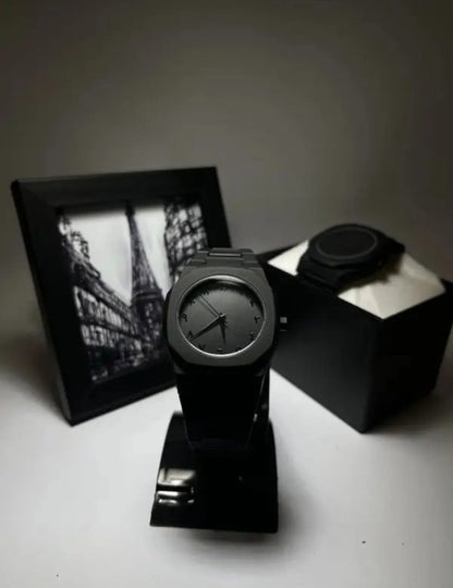 Full Black Aura Quartz Watch – Lightweight Design, , Premium Quality