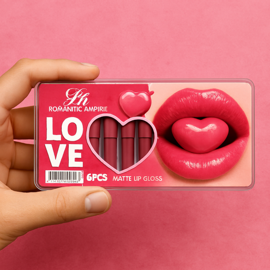Gr Romantic Love Matte Lip Gloss Set – 6 Pcs Rich