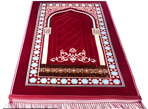 Luxury Velvet Embossed Prayer Mat – Soft Comfortable Muslim Janamaz