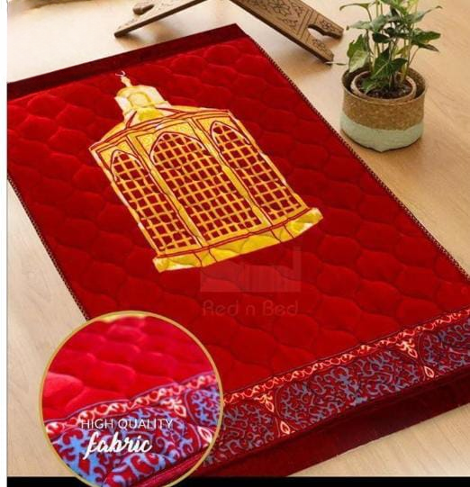 Luxury Velvet Embossed Prayer Mat – Soft Comfortable Muslim Janamaz