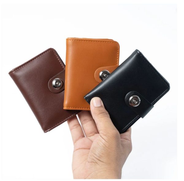 Plain Rexine Minimal Button Closure Wallet Smart