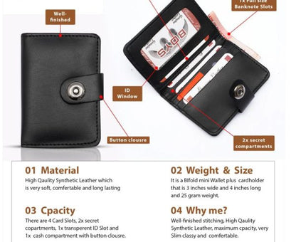 Plain Rexine Minimal Button Closure Wallet Smart